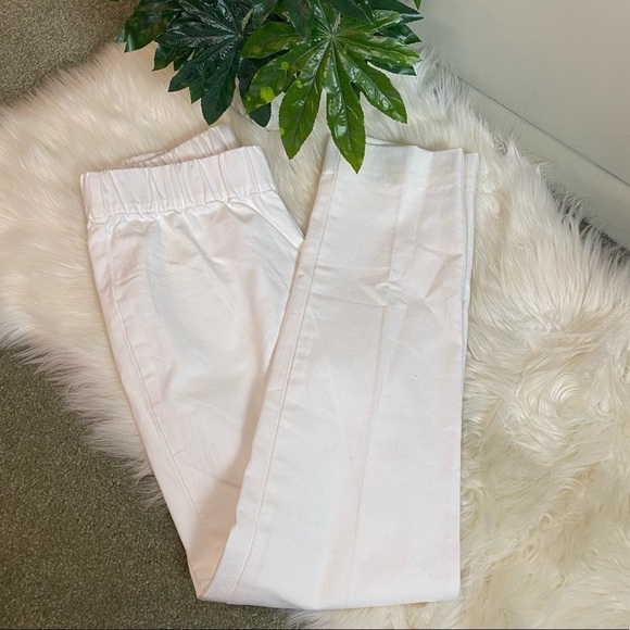 Soft Surroundings: Women's Elastic Straight Leg Pull On White Long Pants‎ Small - Picture 1 of 4